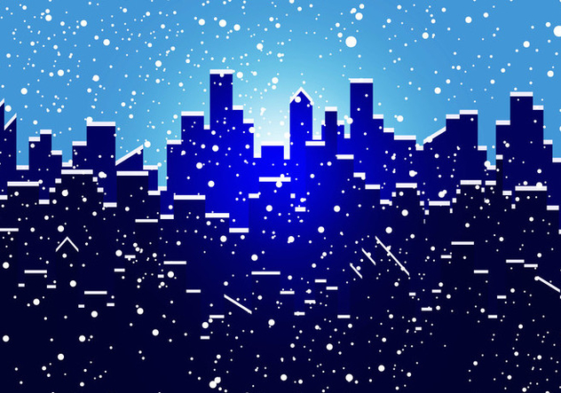 Silhouette Of City In Snow - Free vector #418795