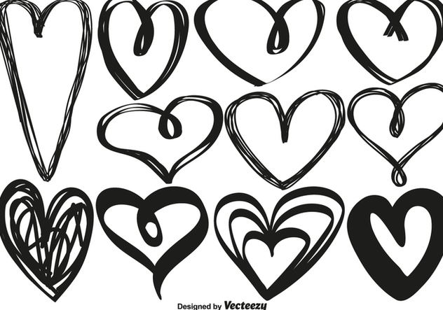 Vector Hand Drawn Hearts - vector gratuit #421435 