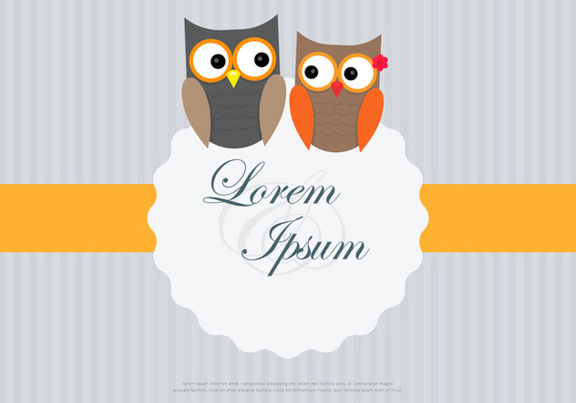 Owl Couple Loving Card Template Vector - Free vector #423315