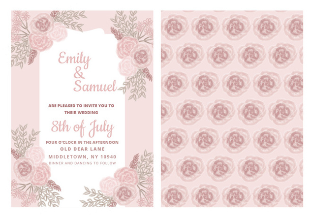 Vector Wedding Invitation with Delicate Roses - Free vector #423615