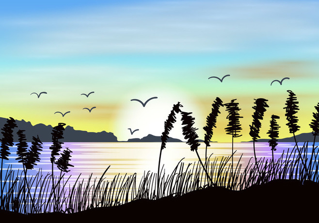 Sea Oats Sunset View - vector #423625 gratis