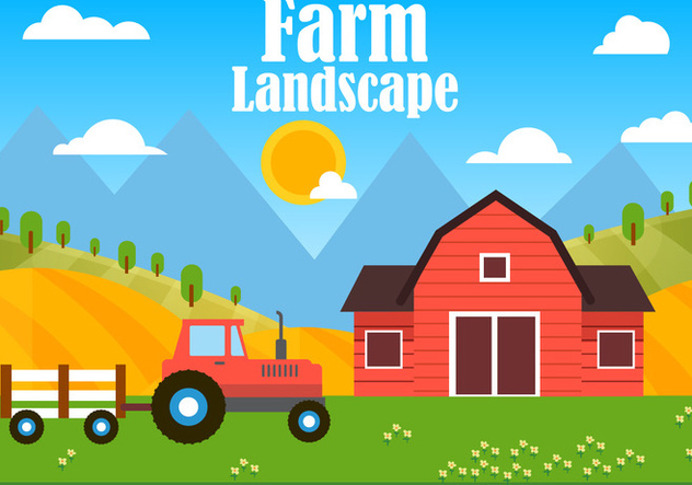 Free Farm Vector Ilration, Free Farm Landscape Clip Art