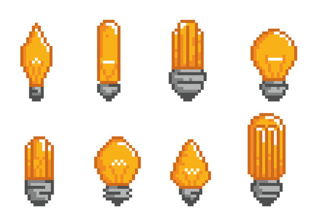 Ampoule Light Bulb Pixel Icons - Free vector #425455