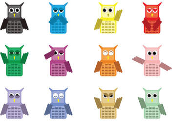 Cute Owl Character Vectors - vector gratuit #426385 
