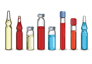 Set of Different Medical Ampoules on White Background - Free vector #426405