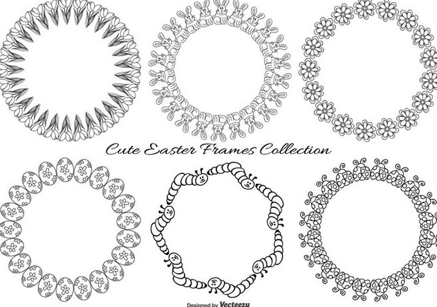 Cute Sketchy Easter Frames Collection - Free vector #427285