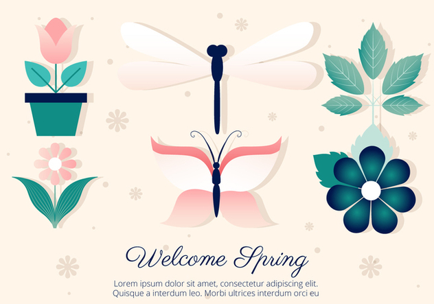 Free Flower and Insects Vector Set - vector #427365 gratis