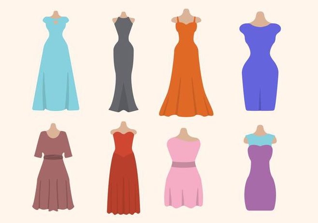 Flat Woman's Dress Vectors - бесплатный vector #427505