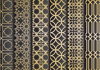 Black And Gold Islamic Ornaments Vector - бесплатный vector #429555