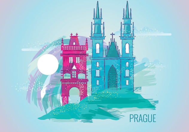 Beautiful Painting of Prague - Free vector #429615