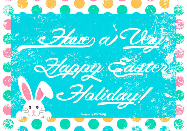 Cute Grunge Happy Easter Illustration - Free vector #429655