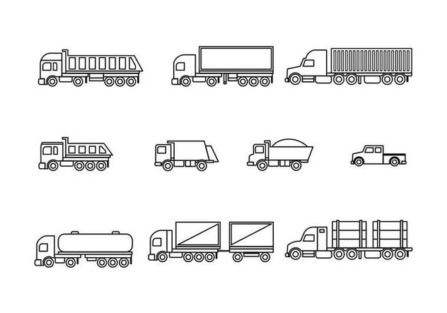 Free Trucks Line Icons Vector - Free vector #430495