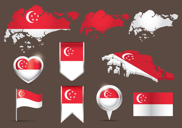 Flag Singapore Map Vector - vector #431855 gratis