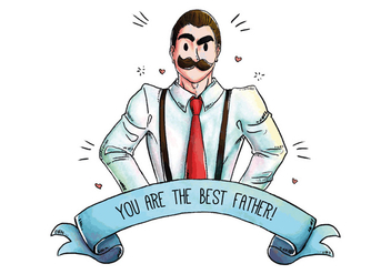 Cute Daddy With Mustache for Father's Day Vector - Free vector #432655