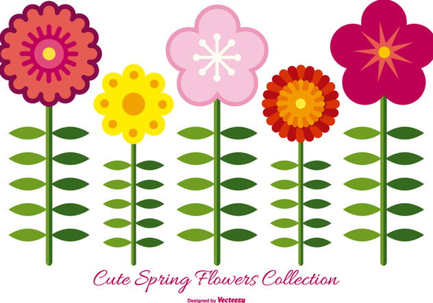 Cute Spring Flower Collection - vector #433365 gratis