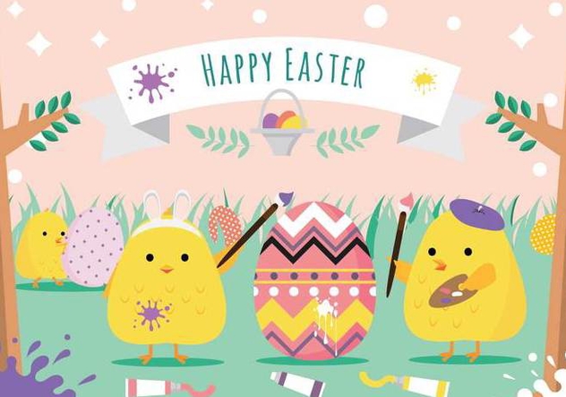 Painting Easter Eggs Vector - Free vector #433605