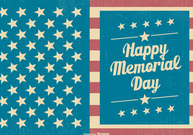 Vintage Memorial Day Card Template - Free vector #435705