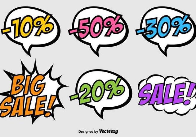 Vector Speech Bubbles On Pop Art Style - Discount Banners - Free vector #436245