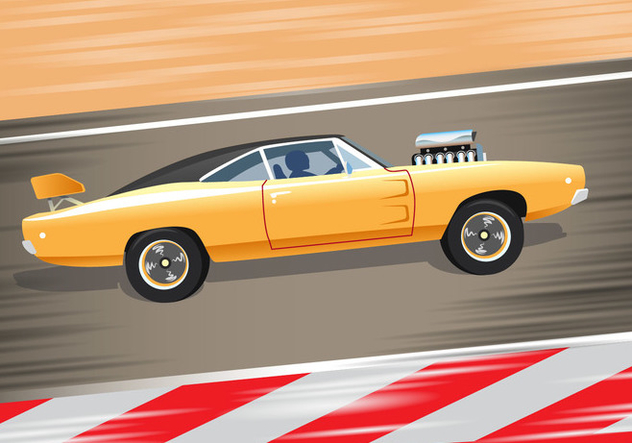 Yellow Sport Dodge Charger 1970 - vector #438085 gratis