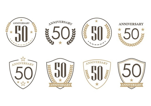 50th Years Anniversary Badges - Kostenloses vector #438185