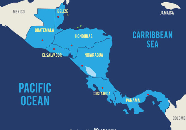 Blue Central America Map Vector - vector #439305 gratis