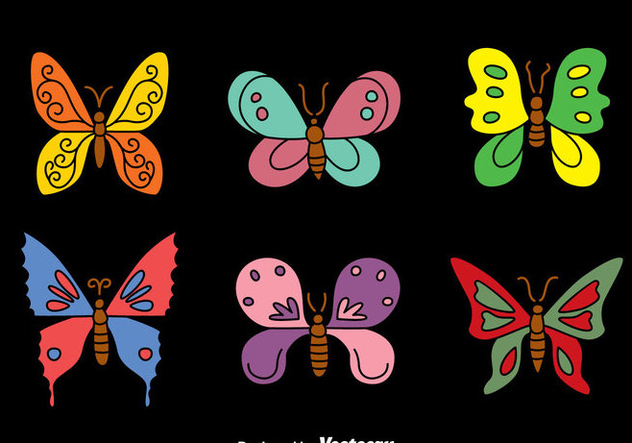 Butterfly Collection on Black Vectors - vector gratuit #439935 