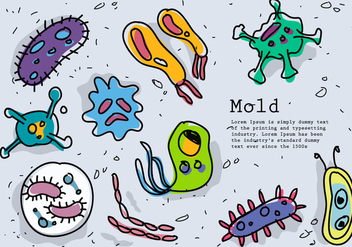 Bacterias and Mold Vector Drawings Doodle - Free vector #441205