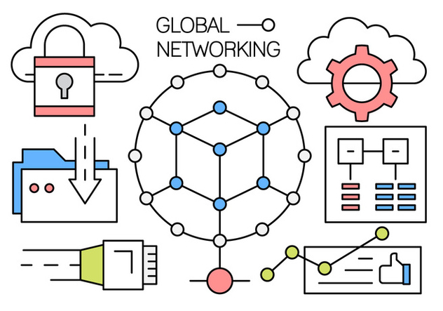 Free Linear Global Networking Vector Icons - бесплатный vector #442625