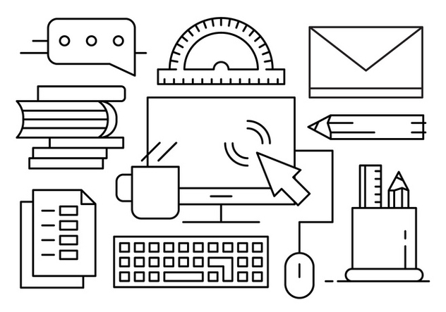 Free Vector Illustration with Office Desk Objects and Elements - vector gratuit #442635 