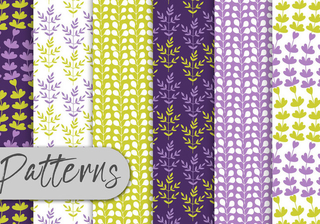 Purple Green Floral Pattern Set - vector gratuit #442985 