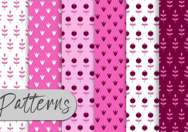 Pink Nature Pattern Set - vector gratuit #443005 