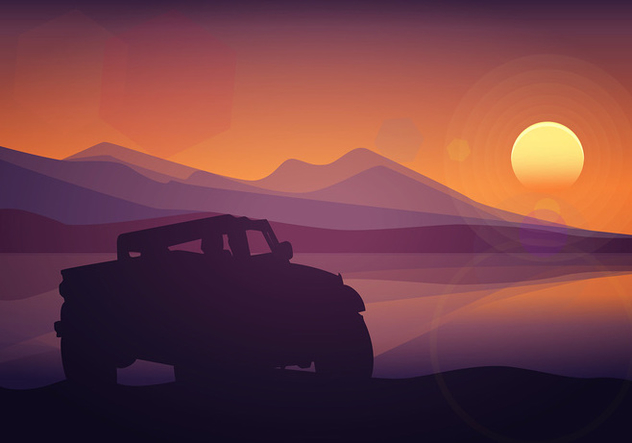 Offroad Silhouette Sunset Free Vector - vector gratuit #444935 