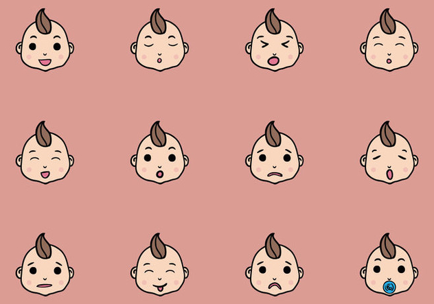 Set Of Cute Baby Emoticon Vectors - Kostenloses vector #445105