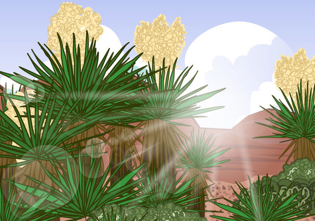 Yucca Desert Scene Vector - бесплатный vector #445115