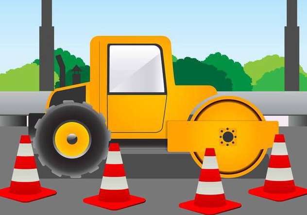 Road Roller for Construction on the Road Vector - vector #445445 gratis