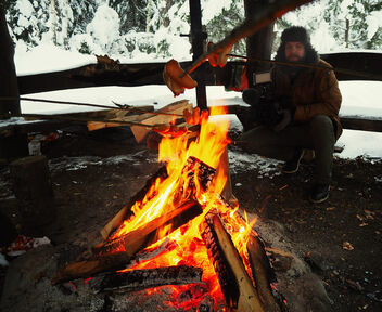 sausages roasting on an open fire - image #502695 gratis